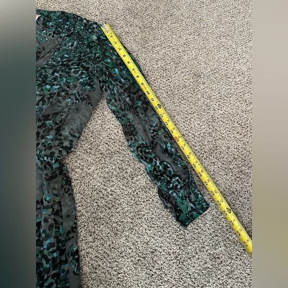 ALI RO Size 8 Medium Green Blue Gray Abstract Silk Wrap Dress - Picture 13 of 13